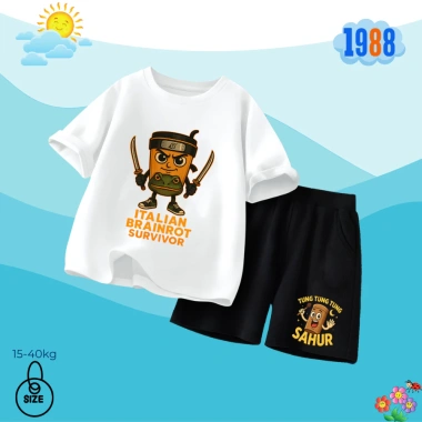 Bộ đồ thun cotton bé yêu - Hottrend meme Tung tung tung, Brainrot, Tralala, họa tiết đang yêu - 179.000₫ 2