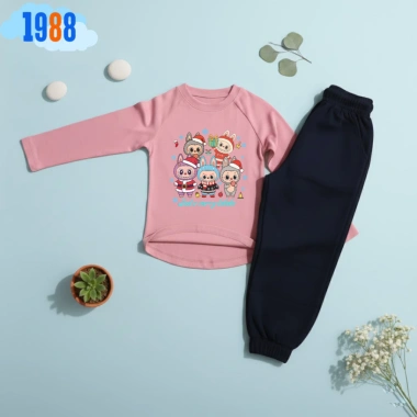 Bộ đồ thun dài tay Bé gái 1.988 In Labubu Merry Christmas - Nhiều màu, giá 192k 4