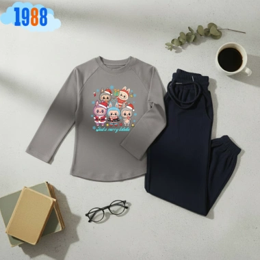 Bộ đồ thun dài tay Bé gái 1.988 In Labubu Merry Christmas - Nhiều màu, giá 192k 7
