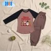 Bộ đồ thun dài tay Giáng Sinh bé gái - Áo nâu tay đen cotton, quần nỉ tăm dày dặn, giá ưu đãi 192.000