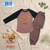 Bộ đồ thun dài tay Giáng Sinh bé gái - Áo nâu tay đen cotton, quần nỉ tăm dày dặn, giá ưu đãi 192.000 2