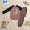 Bộ đồ thun dài tay Giáng Sinh bé gái - Áo nâu tay đen cotton, quần nỉ tăm dày dặn, giá ưu đãi 192.000 7