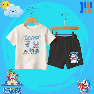 Bộ đồ thun Doreamon 1.988kids - Quần sáo cộc cho bé trai và bé gái 15-40kg, đa màu, giảm giá 169k
