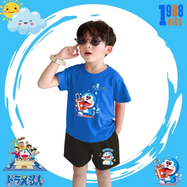 Bộ đồ thun Doreamon 1.988kids - Quần sáo cộc cho bé trai và bé gái 15-40kg, đa màu, giảm giá 169k 2