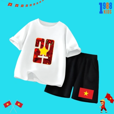 Bộ đồ thun in hình Việt Nam, Cờ 2/9, cotton xịn co giãn 4 chiều cho bé trai, bé gái - Giá ưu đãi 169k 2