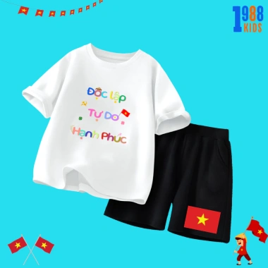 Bộ đồ thun in hình Việt Nam, Cờ 2/9, cotton xịn co giãn 4 chiều cho bé trai, bé gái - Giá ưu đãi 169k 3