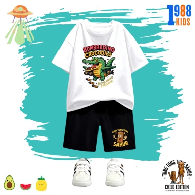 Bộ đồ thun trẻ em 1.988kids hình Tung tung tung sahur, crocodilo, cotton 4c, 169k 3