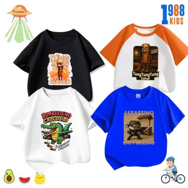 Bộ đồ thun trẻ em 1.988kids hình Tung tung tung sahur, crocodilo, cotton 4c, 169k 9