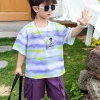 Bộ đồ trẻ em bé trai phong cách Hàn Quốc, áo ngắn tay in vui vẻ và quần short 3
