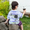 Bộ đồ trẻ em bé trai phong cách Hàn Quốc, áo ngắn tay in vui vẻ và quần short 4