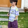Bộ đồ trẻ em bé trai phong cách Hàn Quốc, áo ngắn tay in vui vẻ và quần short 7