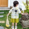 Bộ đồ trẻ em bé trai phong cách Hàn Quốc, áo ngắn tay in vui vẻ và quần short 10