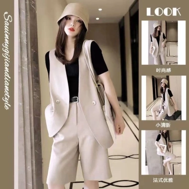 Bộ Đồ Vest Ba Món Phong Cách Phương Tây Nữ - Thời Trang Mùa Hè Giá Ưu Đãi 293k