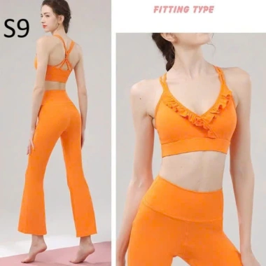 Bộ Đồ Yoga Quần Ống Loe Cạp Cao Thun Lạnh Co Giãn Thấm Hút Mồ Hôi - S9 Giá 550k