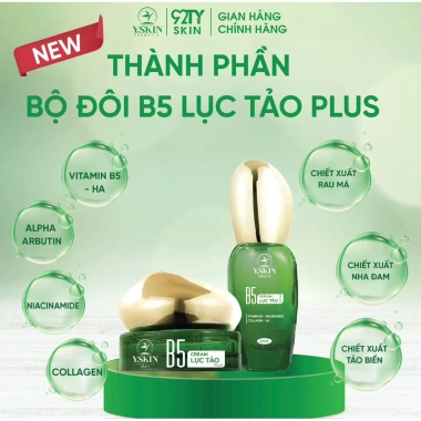 Bộ Đôi B5 Lục Tảo Y.SKIN 30ml Collagen Skincare Son Massage Rau Má - Dưỡng ẩm sâu, giảm nếp nhăn, giá ưu đãi 355.000đ