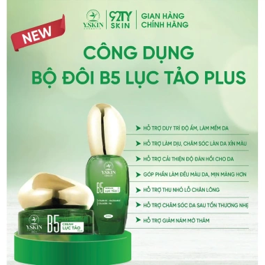 Bộ Đôi B5 Lục Tảo Y.SKIN 30ml Collagen Skincare Son Massage Rau Má - Dưỡng ẩm sâu, giảm nếp nhăn, giá ưu đãi 355.000đ