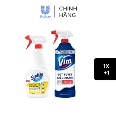 Bộ đôi bọt tuyết Sunlight POWERFOAM & Vim 500ml - Lau bếp, tẩy bồn cầu, giá chỉ 81.000₫ 2