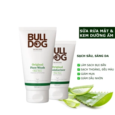 Bộ đôi Bulldog Skincare Original nam: sữa rửa mặt, tẩy tế bào chết, kem dưỡng ẩm - Sạch sâu, sáng da, đều màu 610.000₫