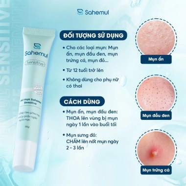 Bộ Đôi Gel Giảm Mụn Sensitive 20g và Bọt Rửa Mặt Sâu 150ml Sahemul Giảm Mụn, Sạch Da, Giá Ưu Đãi 390k