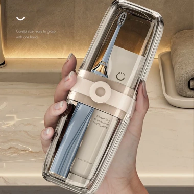 Bộ đôi hộp đựng bàn chải & xà bông HAMIRA trong suốt - Du lịch công tác, giảm còn 65k