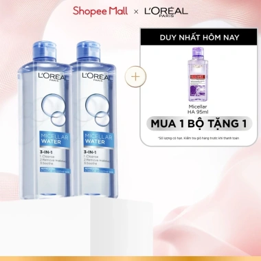 Bộ đôi nước tẩy trang L'Oreal Paris Micellar Water 3‑in‑1 400ml x2 – Làm sạch sâu, giảm giá 20% 9