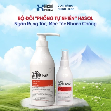 Bộ Đôi Phong Tự Nhiên HASOL Volume Hair 500g + Xịt Dưỡng Mọc Tóc Anagen Active Tonic 100ml - Phục Hồi, Tăng Thể Tích, Dưỡng Gốc