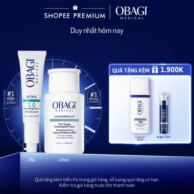 Bộ đôi Toner BHA Obagi Clenziderm 148ml + Kem 360 Retinol 1.0 28g - Giảm mụn, chống lão hóa