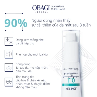 Bộ đôi Toner BHA Obagi Clenziderm 148ml + Kem 360 Retinol 1.0 28g - Giảm mụn, chống lão hóa 4 Bộ đôi Toner BHA Obagi Clenziderm 148ml + Kem 360 Retinol 1.0 28g - Giảm mụn, chống lão hóa 4