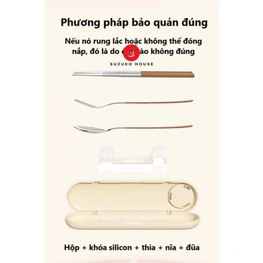 Bộ đũa thìa du lịch SUZUKO HOUSE Inox 304, hộp muỗng nĩa cute có nắp đậy TM15 - Giá chỉ 70.000 VND 3 Bộ đũa thìa du lịch SUZUKO HOUSE Inox 304, hộp muỗng nĩa cute có nắp đậy TM15 - Giá chỉ 70.000 VND 3
