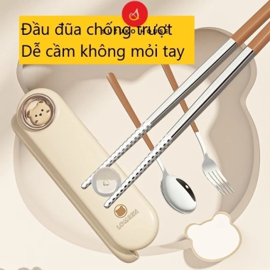 Bộ đũa thìa du lịch SUZUKO HOUSE Inox 304, hộp muỗng nĩa cute có nắp đậy TM15 - Giá chỉ 70.000 VND