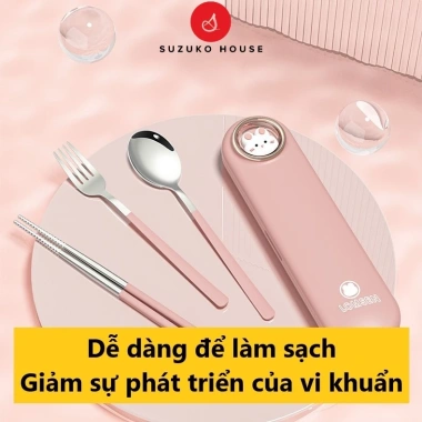 Bộ đũa thìa du lịch SUZUKO HOUSE Inox 304, hộp muỗng nĩa cute có nắp đậy TM15 - Giá chỉ 70.000 VND 7 Bộ đũa thìa du lịch SUZUKO HOUSE Inox 304, hộp muỗng nĩa cute có nắp đậy TM15 - Giá chỉ 70.000 VND 7