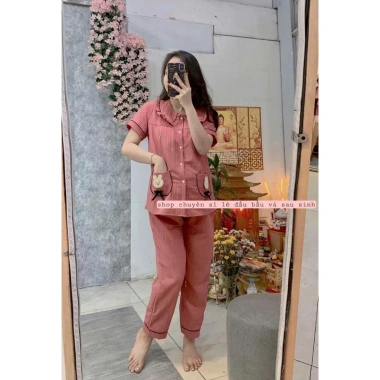 Bộ Đũi Gân Đẹp Cho Bầu & Sau Sinh - Áo Cộc, Quần Dài Thoáng Mát, Giá 126.500 VND 2