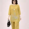 Bộ Đũi Trung Niên Thanh Lịch Sang Trọng, Tay Lỡ Quần Suông, Đồ Bộ Nữ Mặc Nhà - Giá 271k 4