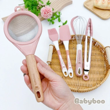 Bộ dụng cụ ăn dặm Babyboo 5 chi tiết: rây cháo, kẹp gắp, phới, chổi, đánh trứng - Giá chỉ 136.203₫