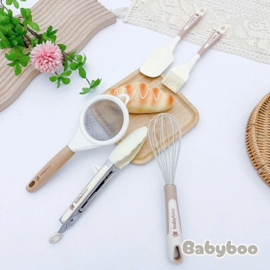 Bộ dụng cụ ăn dặm Babyboo 5 chi tiết: rây cháo, kẹp gắp, phới, chổi, đánh trứng - Giá chỉ 136.203₫