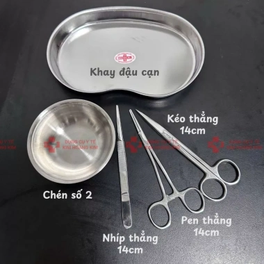 Bộ dụng cụ inox sơ cứu rửa vết thương – Khay đậu 300, pen 14, nhíp 14, kéo 14 | Giá ưu đãi 133.800₫