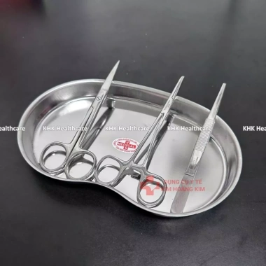 Bộ dụng cụ inox sơ cứu rửa vết thương – Khay đậu 300, pen 14, nhíp 14, kéo 14 | Giá ưu đãi 133.800₫