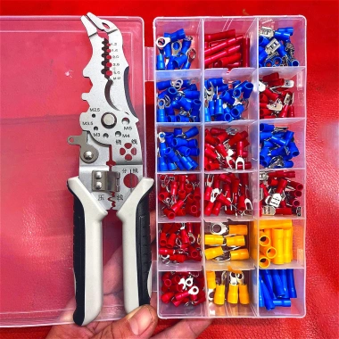 Bộ Dụng Cụ Kìm 19 in 1 Hộp 300 Đầu Cos – Kìm Tuốt Dây, Bấm Cos, Dụng Cụ Điện Thợ Điện, Giá 79.000₫
