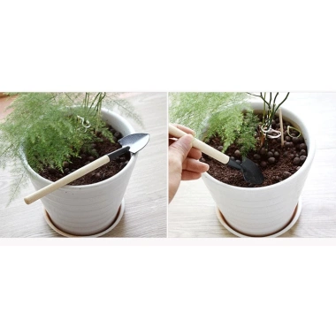 Bộ dụng cụ làm vườn mini 3 món chuyên dụng trồng sen đá, cán gỗ - Giá chỉ 9.800₫