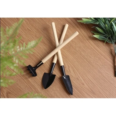 Bộ dụng cụ làm vườn mini 3 món chuyên dụng trồng sen đá, cán gỗ - Giá chỉ 9.800₫
