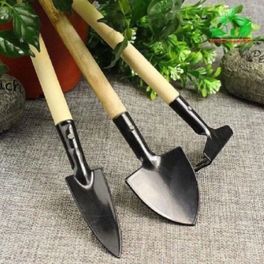Bộ dụng cụ làm vườn mini 3 món chuyên dụng trồng sen đá, cán gỗ - Giá chỉ 9.800₫