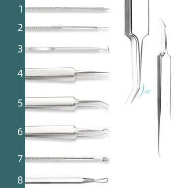 Bộ Dụng Cụ Nặn Mụn 8 Món Chuyên Nghiệp, Hộp Thiếc, Giá Ưu Đãi 39.900đ - Loại Bỏ Mụn Hiệu Quả