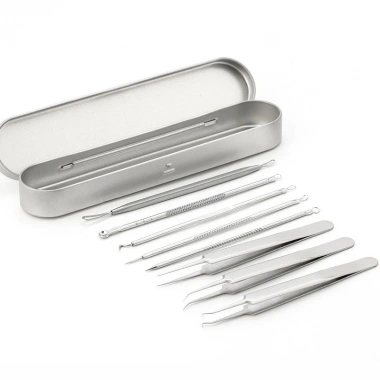 Bộ Dụng Cụ Nặn Mụn 8 Món Chuyên Nghiệp, Hộp Thiếc, Giá Ưu Đãi 39.900đ - Loại Bỏ Mụn Hiệu Quả