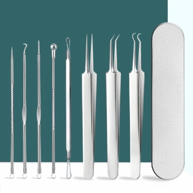 Bộ Dụng Cụ Nặn Mụn 8 Món Chuyên Nghiệp, Hộp Thiếc, Giá Ưu Đãi 39.900đ - Loại Bỏ Mụn Hiệu Quả