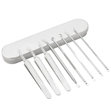 Bộ Dụng Cụ Nặn Mụn 8 Món Chuyên Nghiệp, Hộp Thiếc, Giá Ưu Đãi 39.900đ - Loại Bỏ Mụn Hiệu Quả