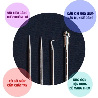 Bộ dụng cụ nặn mụn thép không gỉ 8/5 món - Giá 21.999đ, nhanh loại bỏ mụn đầu đen, bọc