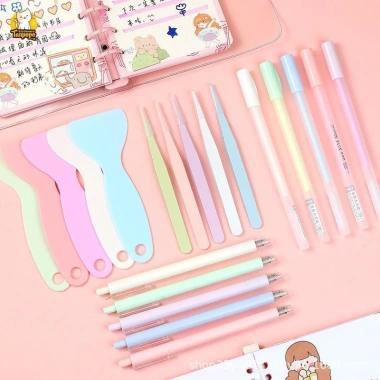 Bộ dụng cụ trang trí sổ Scrapbook - nhíp gắp sticker, bút keo, kéo dao, washi, cây cán sticker - chỉ 14.000 VND 5