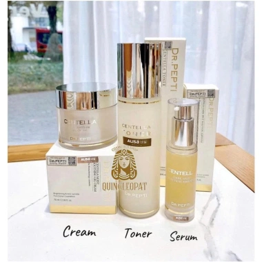 Bộ Dưỡng Da Dr.Pepti Centella: Toner 180ml, Tinh Chất Trắng 30ml, Kem ẩm 70ml - Giá 322k