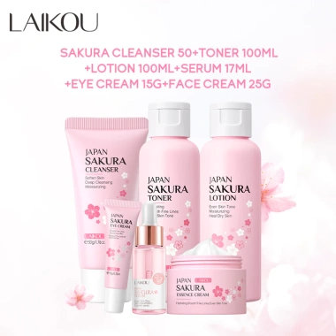 Bộ dưỡng da hoa anh đào 6 món LAIKOU - Trẻ hóa, làm trắng, chăm sóc da cao cấp, giá ưu đãi 247.500đ