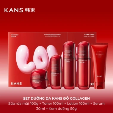 Bộ Dưỡng Da Mặt Kans Đỏ Chống Lão Hóa - Cấp ẩm, Bổ Sung Collagen, Giá 99.000₫